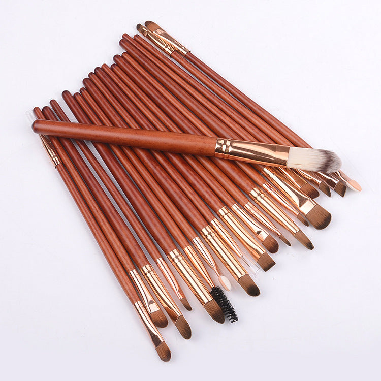 20-Piece Professional Eye Makeup Brush Set – Soft Nylon Bristles, Rose Gold & Black