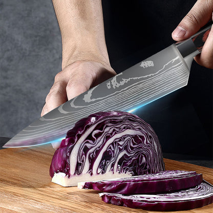 Damascus Style Kitchen Knife Set – Premium 7Cr Steel Chef's Knives