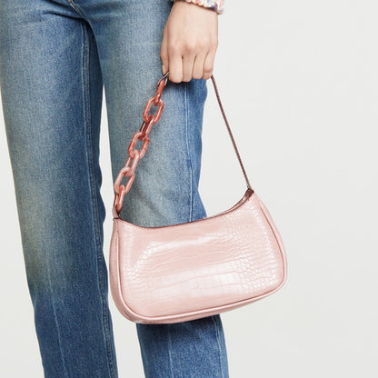 Crocodile Print Acrylic Chain Bag – PU Leather Shoulder Bag, 4 Colours