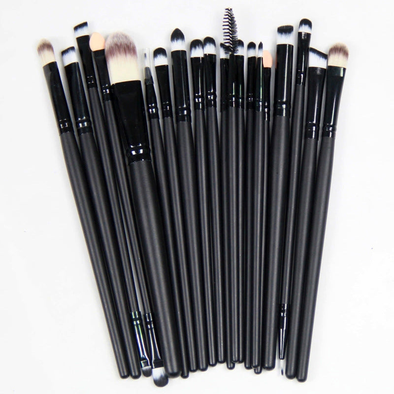 20-Piece Professional Eye Makeup Brush Set – Soft Nylon Bristles, Rose Gold & Black