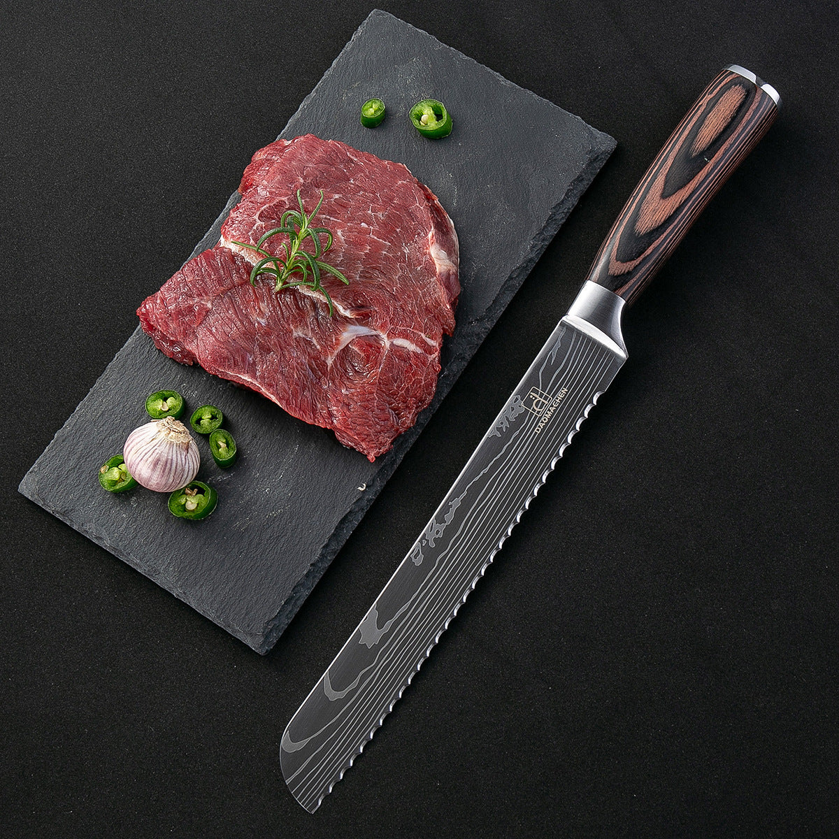 Damascus Style Kitchen Knife Set – Premium 7Cr Steel Chef's Knives