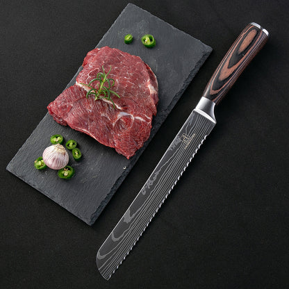 Damascus Style Kitchen Knife Set – Premium 7Cr Steel Chef's Knives