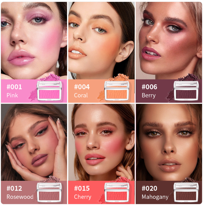 Matte Blush Palette – Long-Lasting Soft-Focus Finish, 6 Shades, All Skin Types