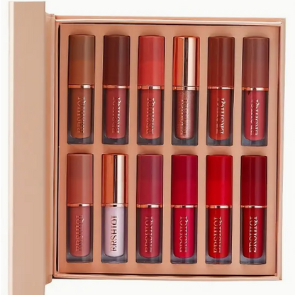 12-Piece Luxury Lipstick Gift Set – Velvet Matte & Glossy Shades, Kiss-Proof Formula