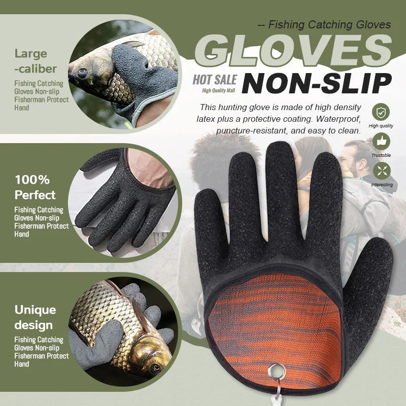 Waterproof Fishing Gloves – Anti-Slip & Puncture-Resistant with Magnetic Clip