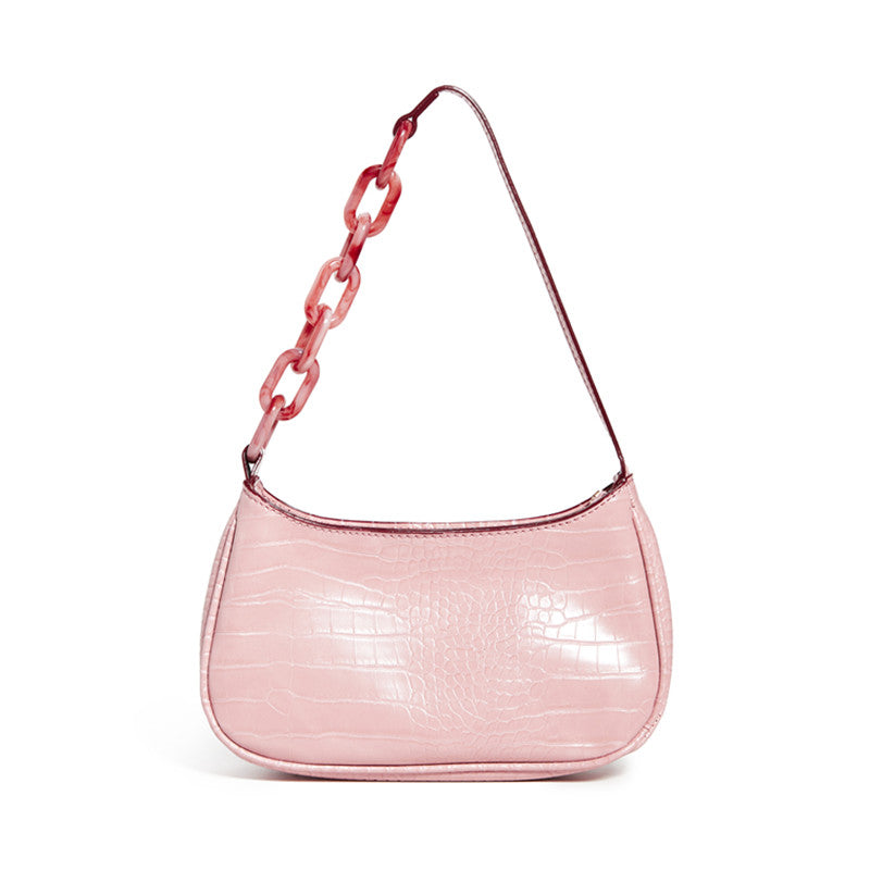 Crocodile Print Acrylic Chain Bag – PU Leather Shoulder Bag, 4 Colours