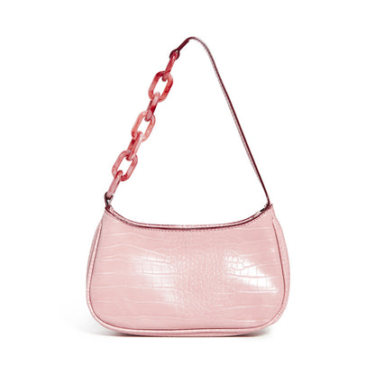 Crocodile Print Acrylic Chain Bag – PU Leather Shoulder Bag, 4 Colours