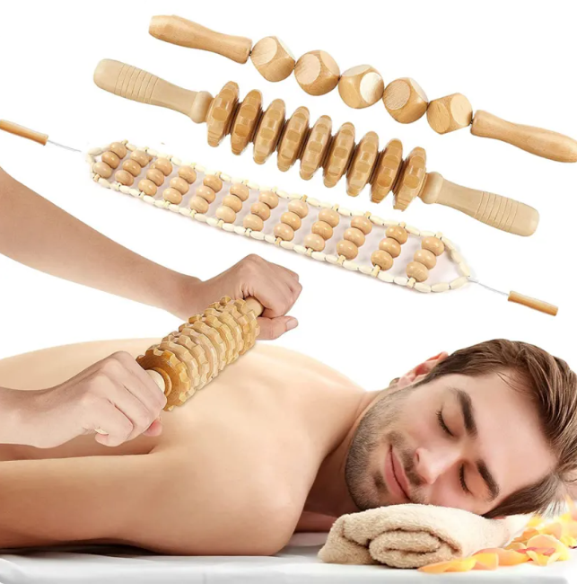 Wooden Anti-Cellulite Massage Roller Set – Birch Wood Body Therapy Tools