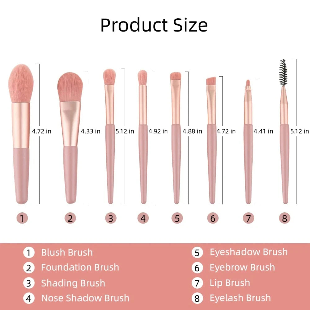 8-Piece Professional Makeup Brush Set – Soft Fluffy Brushes, 5 Colours