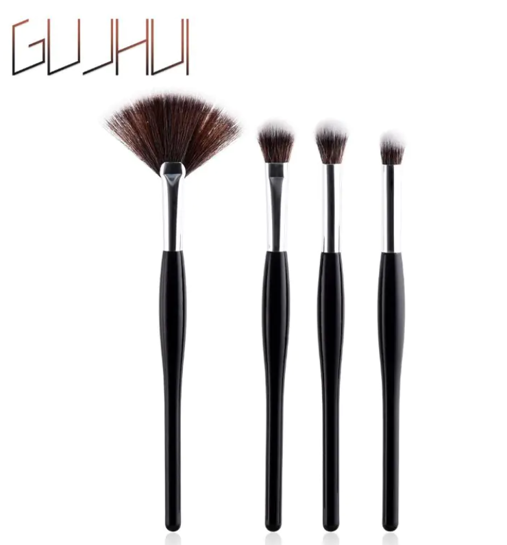 4-Piece Makeup Brush Set – Soft High-Density Bristles, 2 Elegant Colourways
