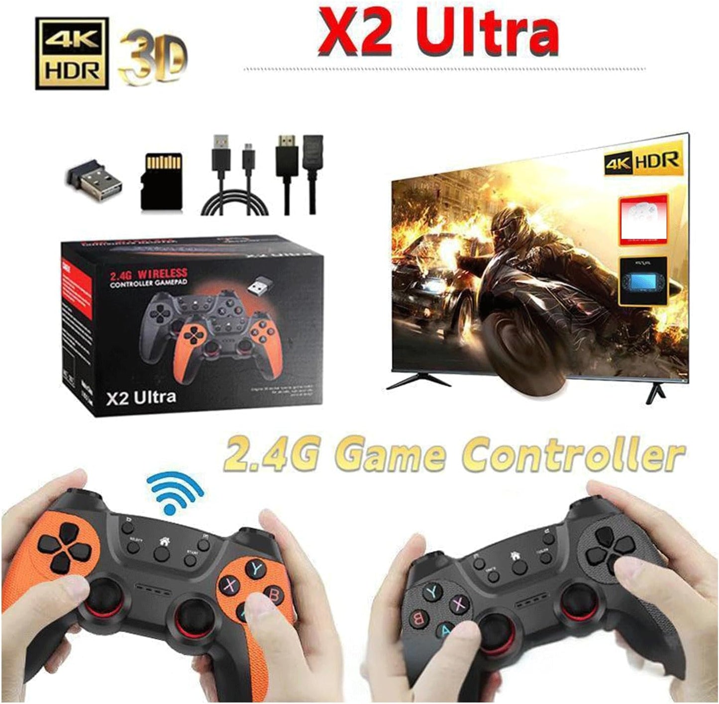 X2 Ultra Retro Game Stick 4K – 40,000+ Games, 128G Memory, Wireless Controller