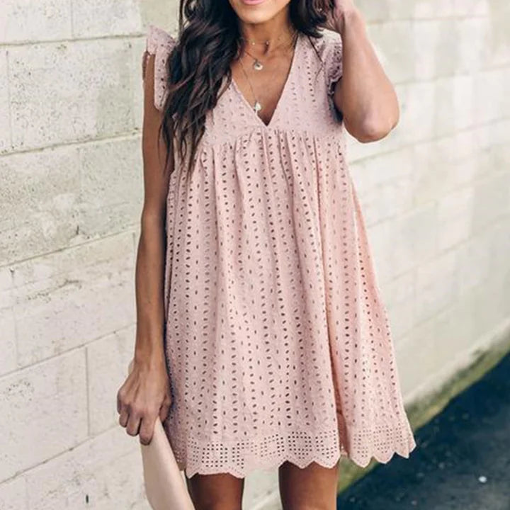 Women's A-Line Dress with Pockets — V-Neck Lace Sleeveless High Waist | 11 Colours XS–3XL