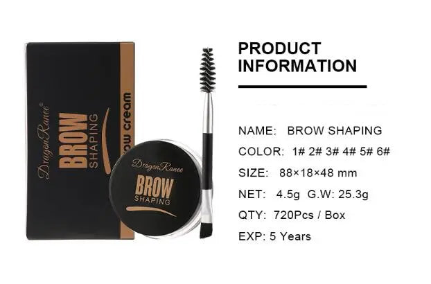 Waterproof Eyebrow Dye Gel – Long-Lasting Smudge-Proof Brow Cream, 6 Shades