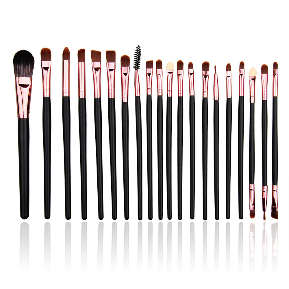 20-Piece Professional Eye Makeup Brush Set – Soft Nylon Bristles, Rose Gold & Black