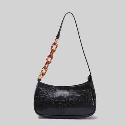 Crocodile Print Acrylic Chain Bag – PU Leather Shoulder Bag, 4 Colours