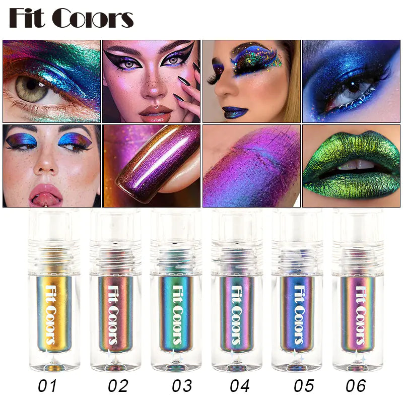 Aurora ChromaShift Multi-Chrome Eyeshadow Pigments — Liquid Colour-Shifting Eye Pigment | 6 Shades