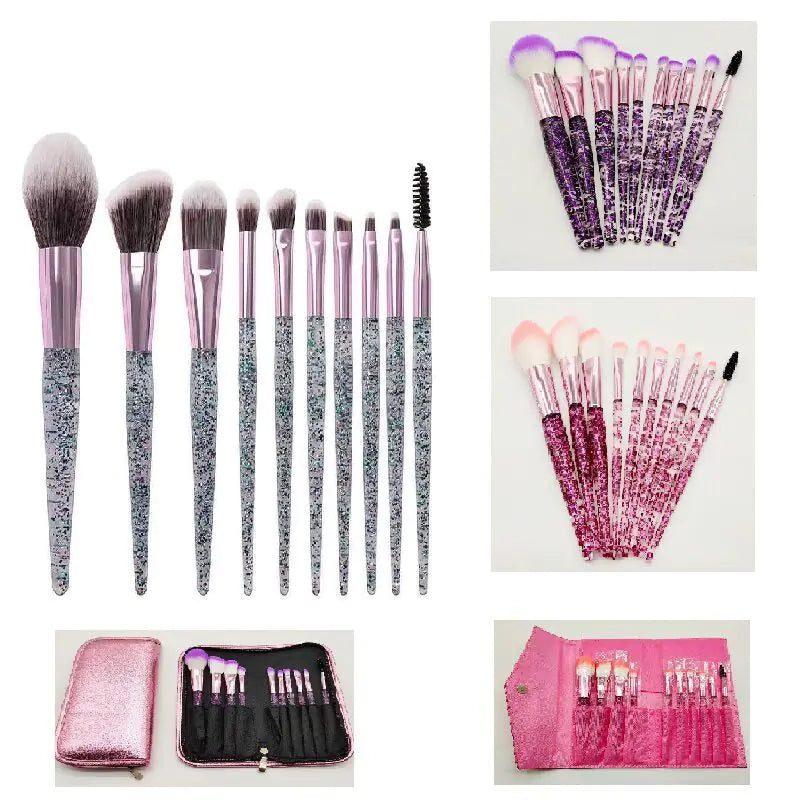 10-Piece Makeup Brush Set — Synthetic Fibers, Vibrant Colors & Travel-Ready Cases