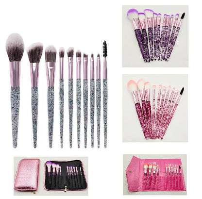 10-Piece Makeup Brush Set — Synthetic Fibers, Vibrant Colors & Travel-Ready Cases