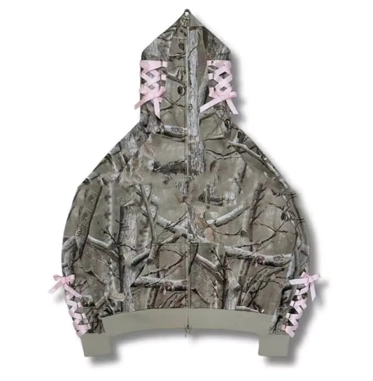 Printed Jungle Hunting Hoodie Men