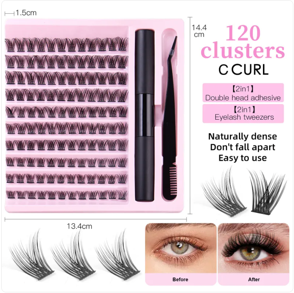 DIY Cluster False Eyelash Set – Natural Look, 110 Clusters, 10–14mm
