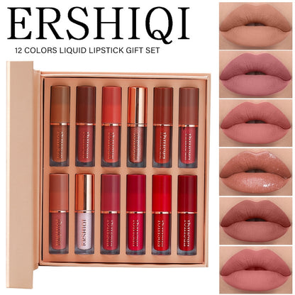 12-Piece Luxury Lipstick Gift Set – Velvet Matte & Glossy Shades, Kiss-Proof Formula