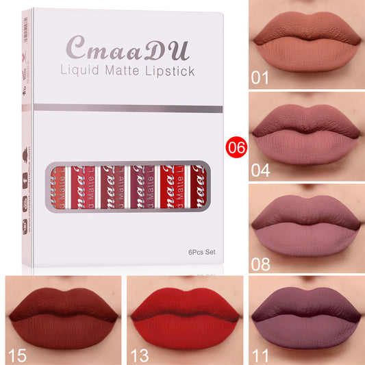6-Piece Matte Lipstick Set - Waterproof Long-Lasting Lip Gloss
