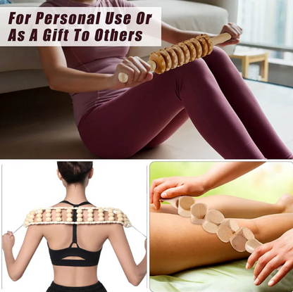 Wooden Anti-Cellulite Massage Roller Set – Birch Wood Body Therapy Tools