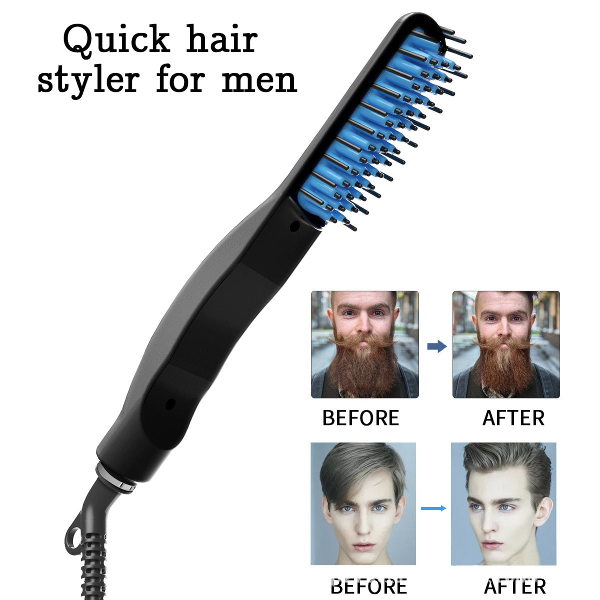 Men's Heated Straight Hair & Beard Comb – Tourmaline Ceramic | UK & EU