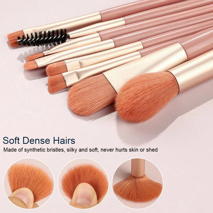 8-Piece Professional Makeup Brush Set – Soft Fluffy Brushes, 5 Colours