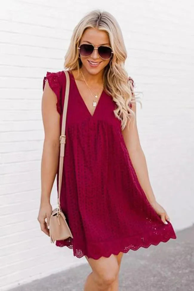Women's A-Line Dress with Pockets — V-Neck Lace Sleeveless High Waist | 11 Colours XS–3XL